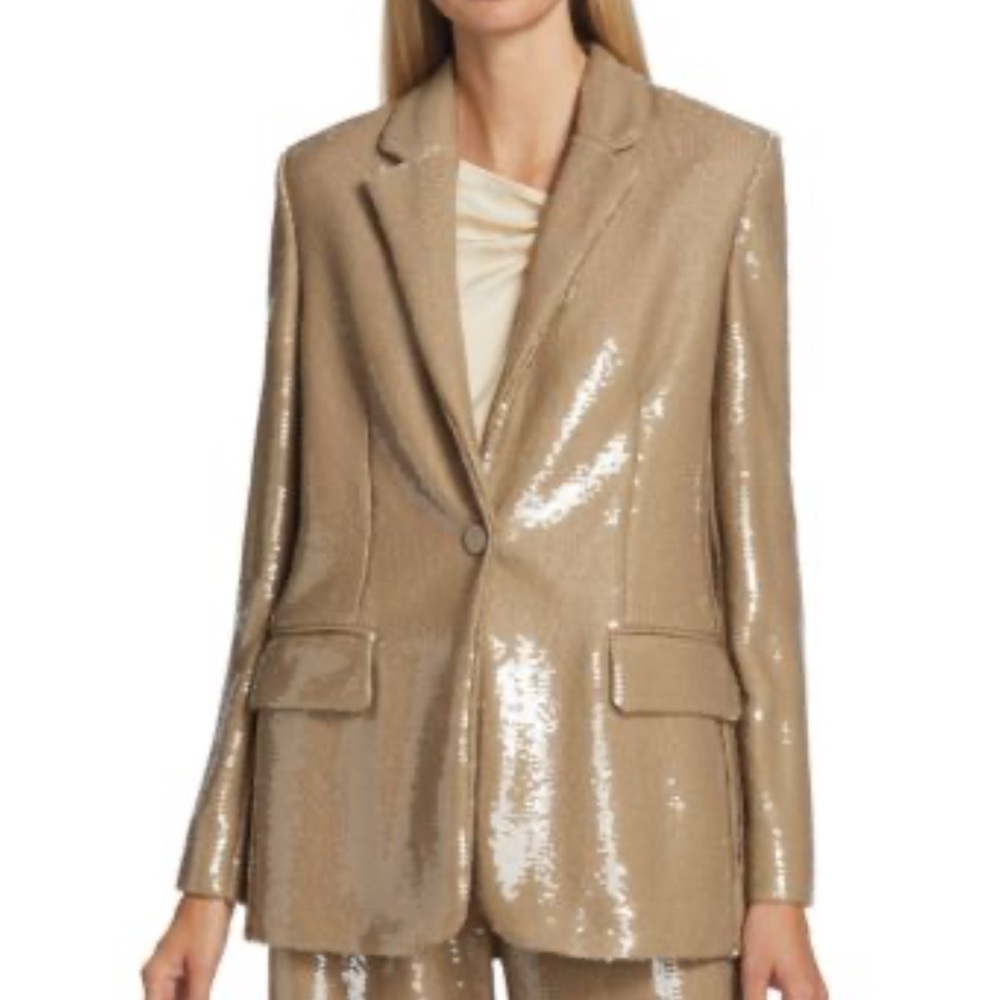 Elie TAHARI the Holly beige Sequin Women's Jacket Sz 10 $495 NWT